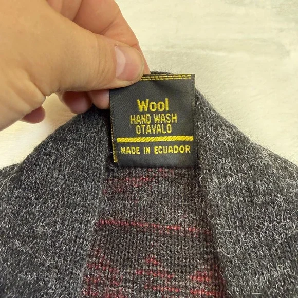 VTG Tejidos Ruminahui Sweater Adult Lg WOOL Cardigan Aztec Alpaca Llama